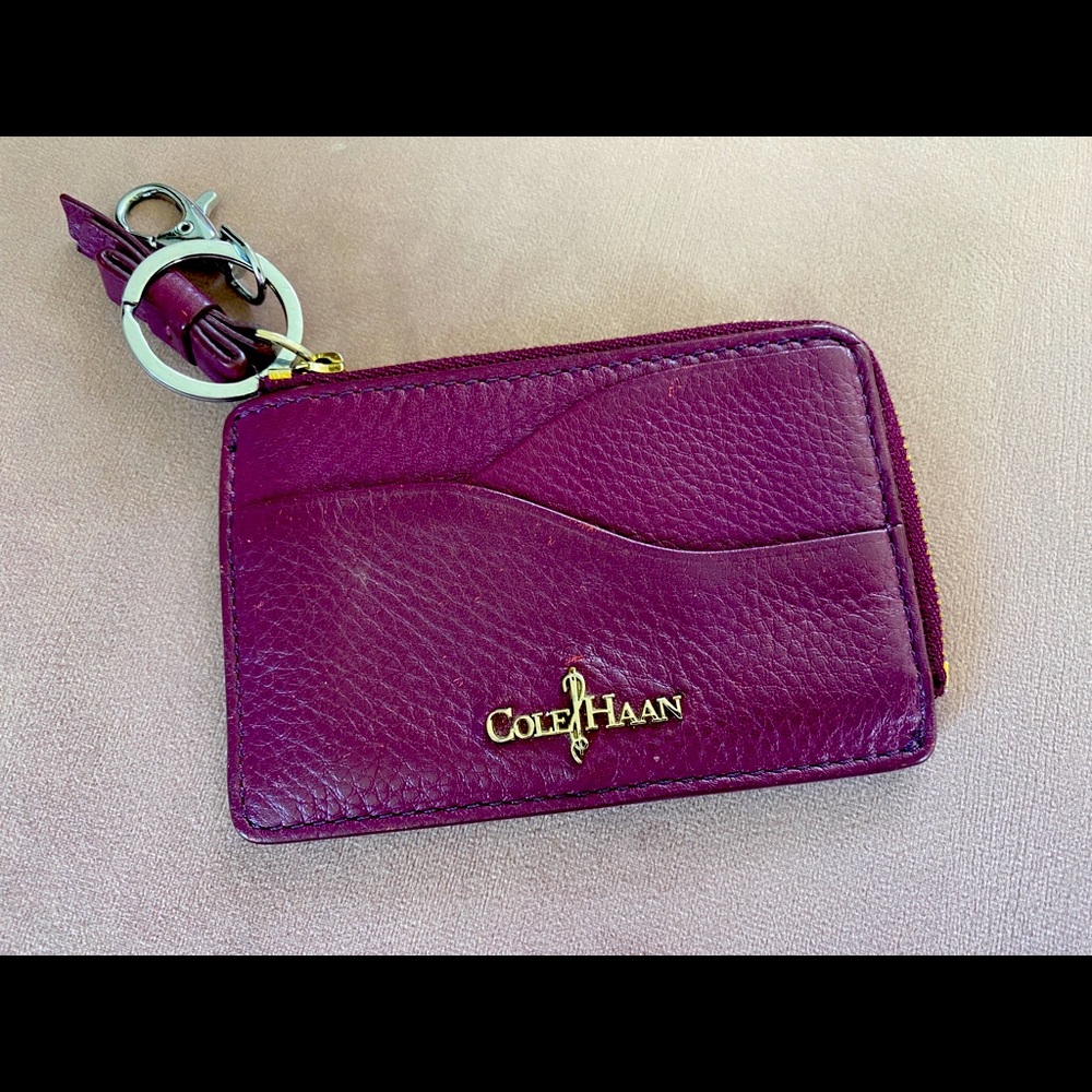Cole Haan Crosby leather card case - maroon